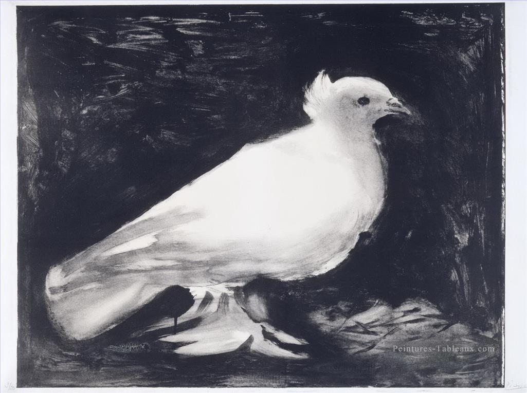 Oiseau de colombe cubisme noir et blanc Pablo Picasso Peintures à l'huile